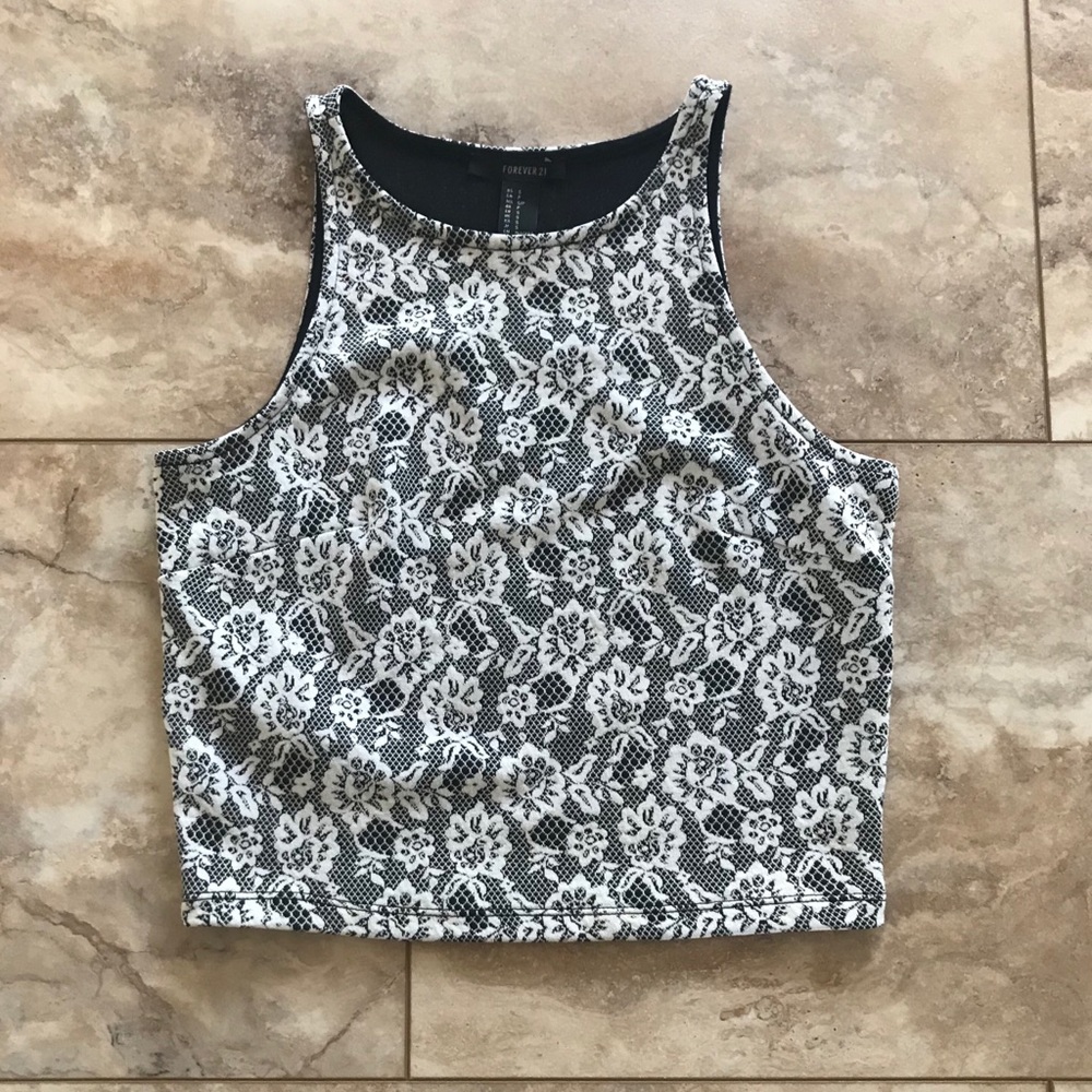 NWT Forever 21 High Neck Racerback Crop Top